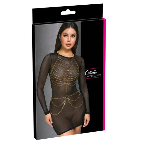 Cottelli - erotický body s reťazami - zlatá farba