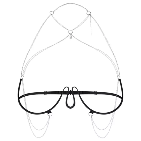 Obsessive - reťazový postrojový podprsenkový set - čierna (S-L)