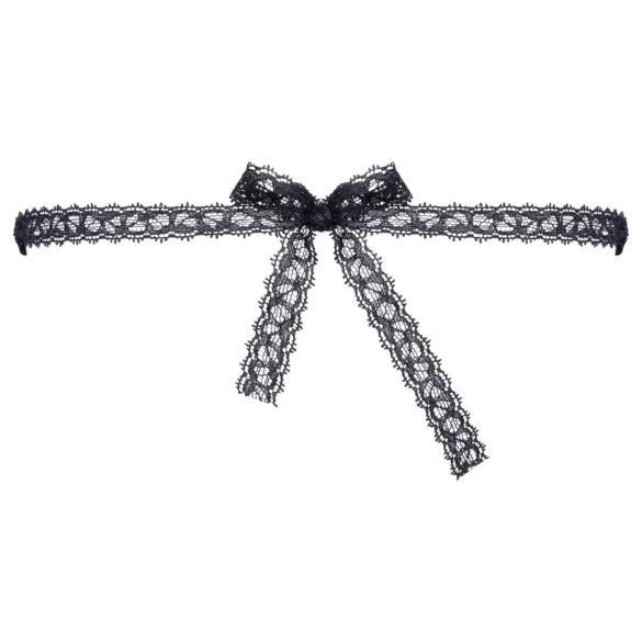 Cottelli - čipkovaná vyšívaná maska - čierna