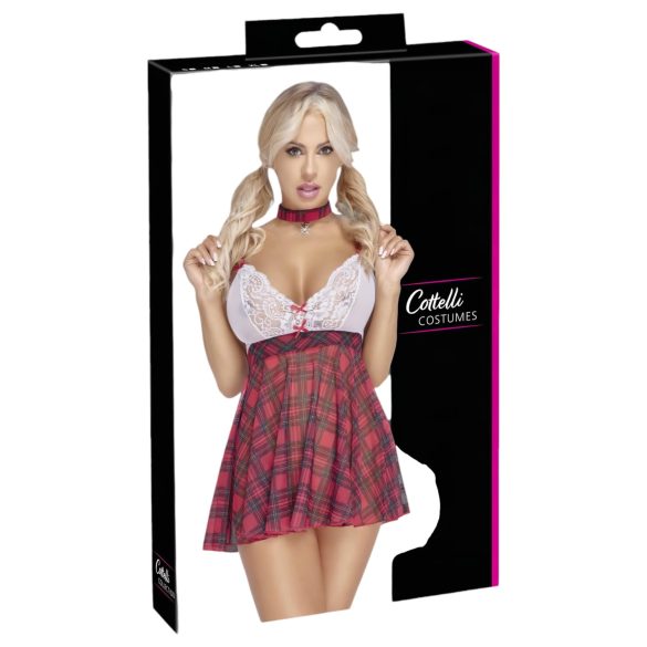 Cottelli - kostým školskej dievčiny (červeno-biely) - M