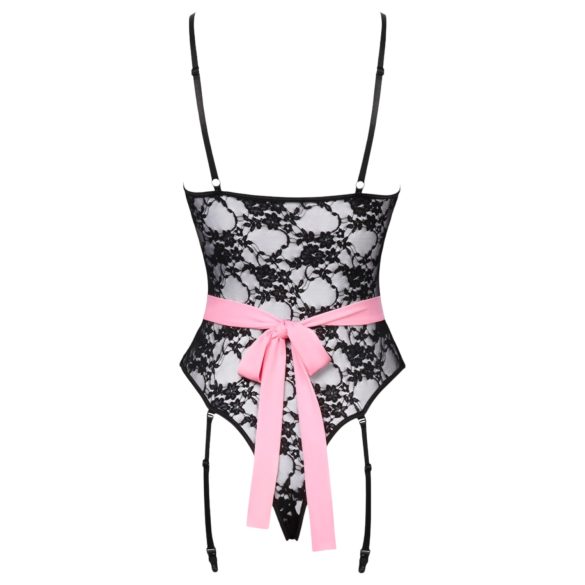 Cottelli - dámsky kostým slúžky - priehľadný - čierna/ružová - M