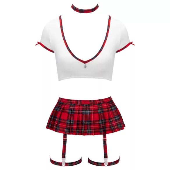 Cottelli - kostým školáčky set (červeno-biely) - M