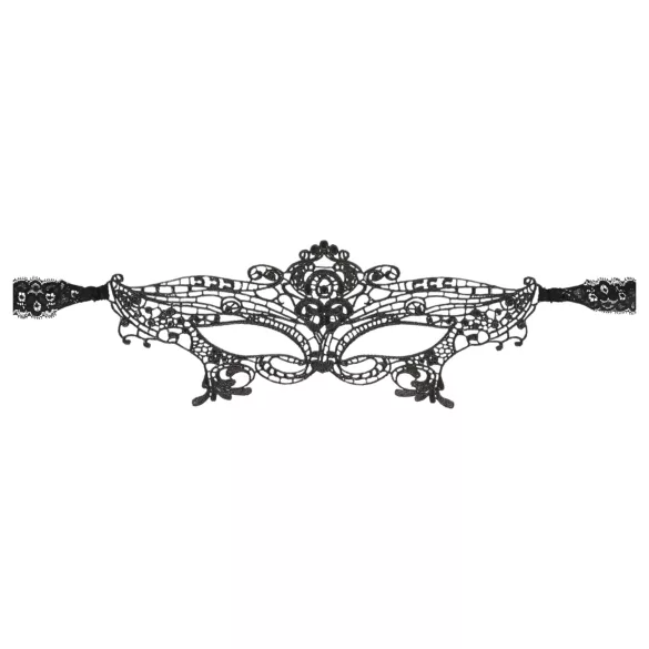 Cottelli - čipková maska na oči - vyšívaná - čierna