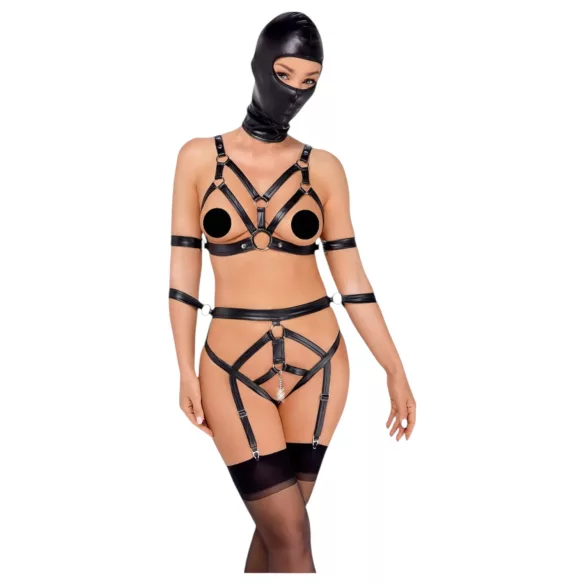 Bad Kitty - erotická súprava na telo s maskou - čierna - L