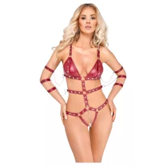 Bad Kitty - červené bodystocking s nitmi - M