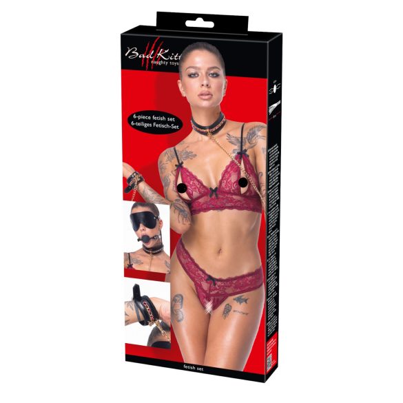 Bad Kitty - bondage sada - 6 dielov - čierna