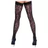 Cottelli Legwear - samodržiace pančuchy - leopard vzor - čierne - 5