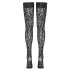 Cottelli Legwear - samodržiace pančuchy - leopard vzor - čierne - 5
