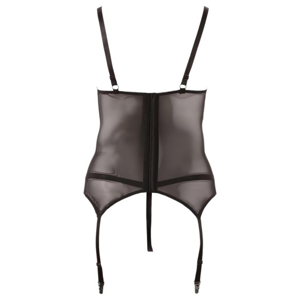 Cottelli - dámsky top s čipkou a stuhou - čierny - XXXXL