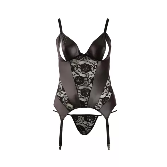 Cottelli - dámsky top pre plnšie tvary - čierny - kvetinový vzor