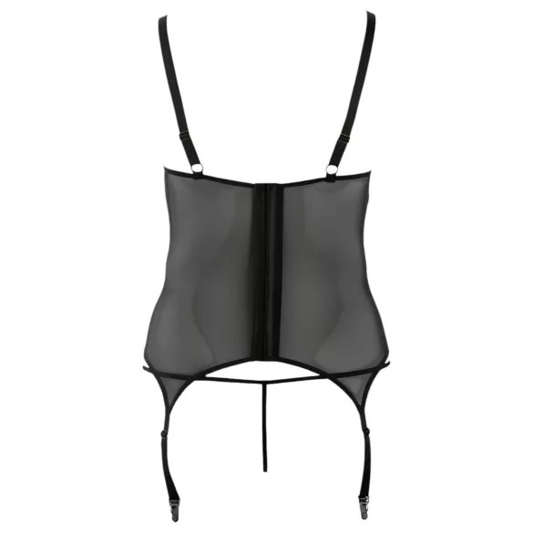 Cottelli - dámsky top pre plnšie tvary - čierny - kvetinový vzor - XXXXL