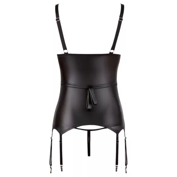 Cottelli Bondage - lesklý push-up top s putami (čierny)