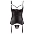 Cottelli Bondage - lesklý push-up top s putami (čierny)