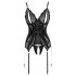 Cottelli - čipkovaný otvorený top a tangá (čierna) - M
