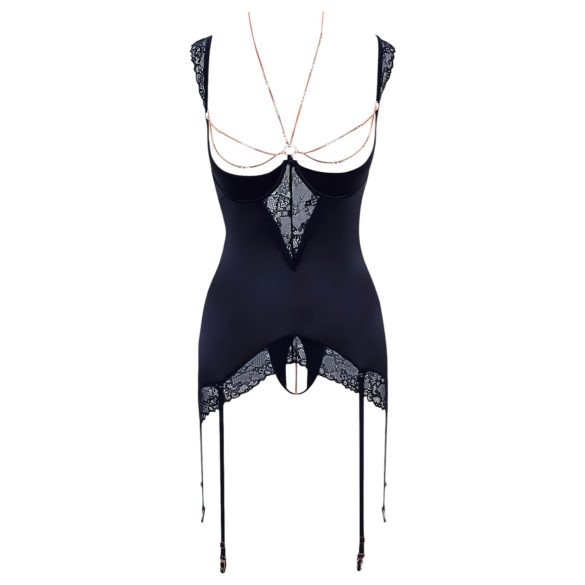 Abierta Fina - trblietavý reťazový top a tanga (čierna) - 85B/L