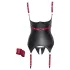 Cottelli Bondage - lakovaný top s otvorom na prsia a obojkom - čierny - M