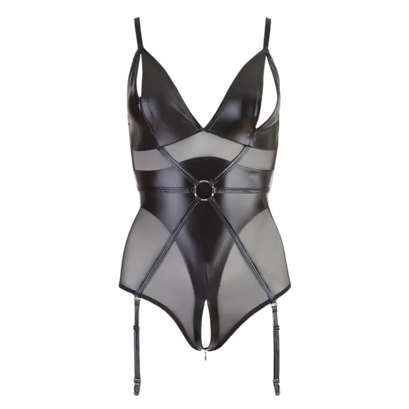 Cottelli Bondage - lesklé body s putami - čierne - L