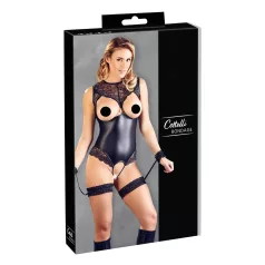   Cottelli Bondage - lesklé otvorené body a putá na ruky - čierne - XL