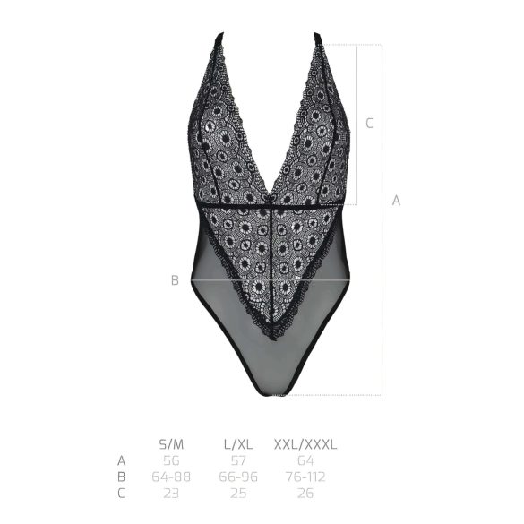 Passion Eco Zinnia - čipkované body (čierne) - L/XL