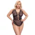 Cottelli Curves - dámske body plus size - priehľadné s vzorom - čierne