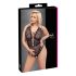 Cottelli Curves - dámske body plus size - priehľadné s vzorom - čierne - 90D/XL