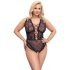 Cottelli Curves - dámske body plus size - priehľadné s vzorom - čierne - 90D/XL