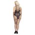 Cottelli Curves - dámske body plus size - priehľadné s vzorom - čierne - 90D/XL
