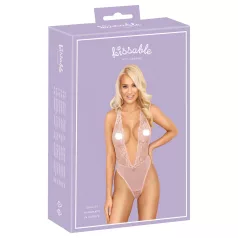 Kissable - čipkované body - ružová - L/XL