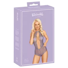   Kissable - čipkované body s golierom na krk - fialová - L/XL