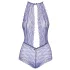 Kissable - čipkované body s golierom na krk - fialová - L/XL