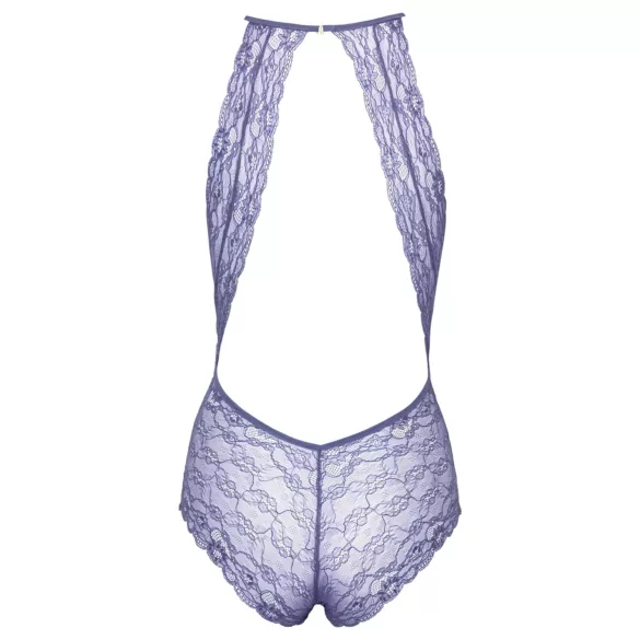 Kissable - čipkované body s golierom na krk - fialová - L/XL