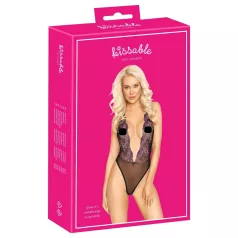 Pobozkateľné - čierne body so ružovou výšivkou - L/XL