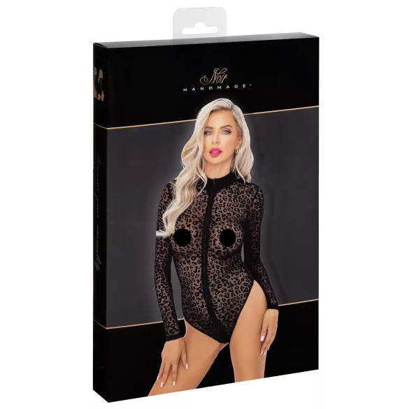 Noir - dlhý rukáv s leopardím vzorom (čierny)