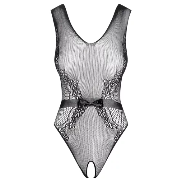 Obsessive - otvorené čipkované body s kvetinovým vzorom (čierne)