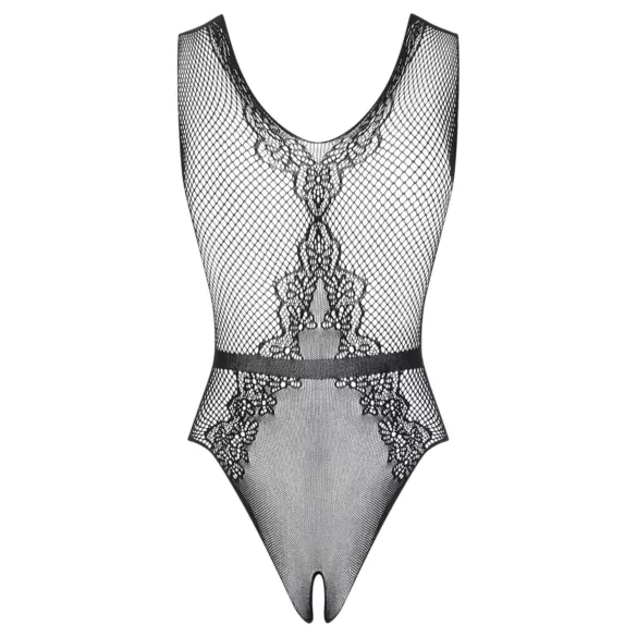 Obsessive - otvorené čipkované body s kvetinovým vzorom (čierne)