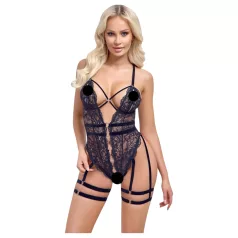 Cottelli - otvorené body s pásikmi - čierne - L