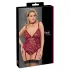 Cottelli Curves - čipkované body s reťazou - červené - 2XL