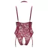 Cottelli Curves - čipkované body s reťazou - červené - 2XL