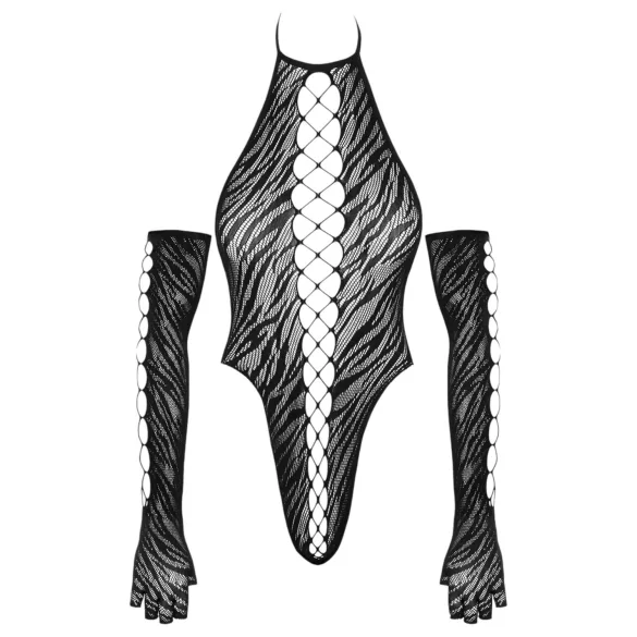 Cottelli - dámske body s rukavicami - čierne - S-L