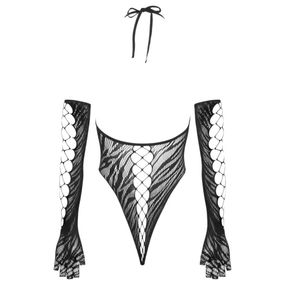 Cottelli - dámske body s rukavicami - čierne - S-L