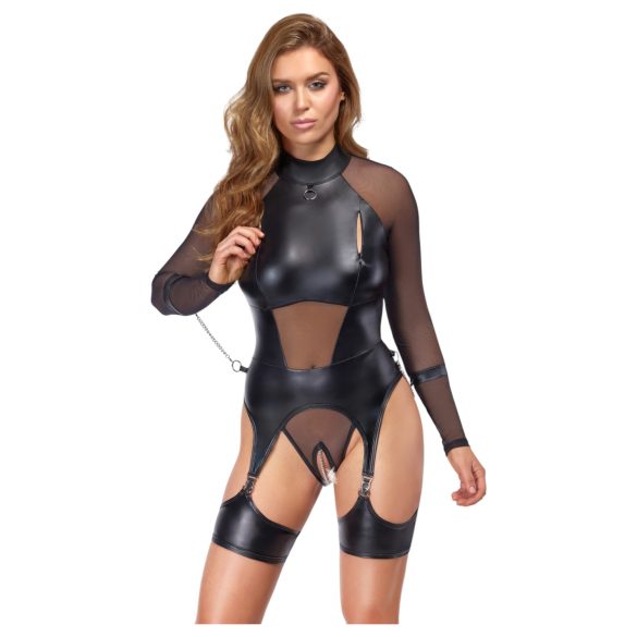 Cottelli Bondage - dámske priesvitné tričko s putami - čierne - M