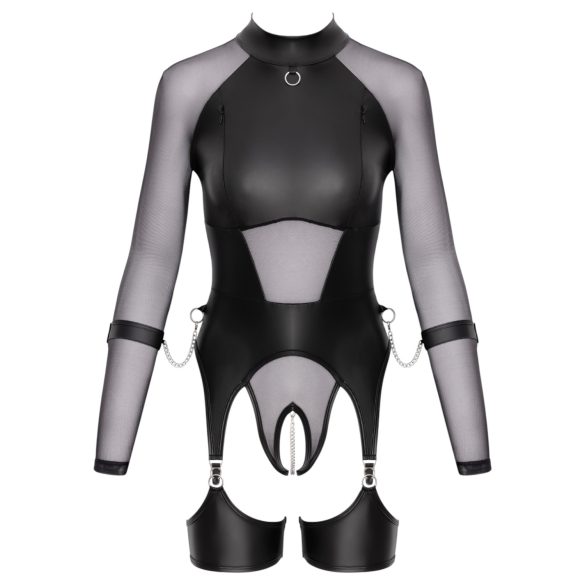 Cottelli Bondage - dámske priesvitné tričko s putami - čierne - M