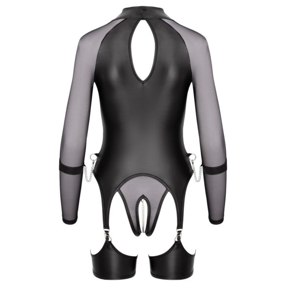 Cottelli Bondage - dámske priesvitné tričko s putami - čierne - L