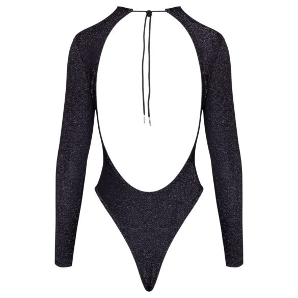 Cottelli - otvorený chrbát, lesklé body (čierna) - M