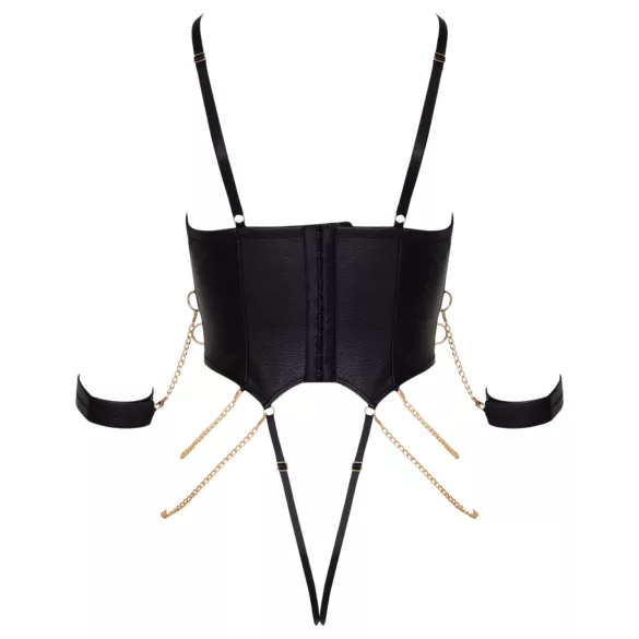 Cottelli - bondage body s reťazami (čierny) - M
