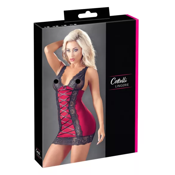 Cottelli - erotické šaty s viazaním - červené - XL