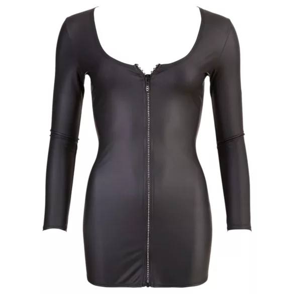 Cottelli - erotické šaty - zips so štrasmi - čierne - L