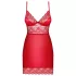 Obsessive - sexy čipkovaná košieľka a tangá - červená - L/XL