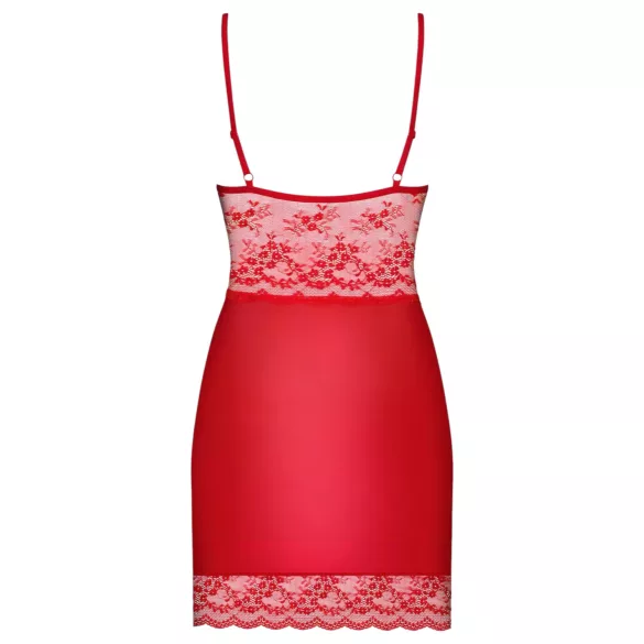 Obsessive - sexy čipkovaná košieľka a tangá - červená - L/XL