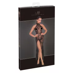   Noir - dlhé priehľadné šaty s kvetinovým vzorom - čierne - M